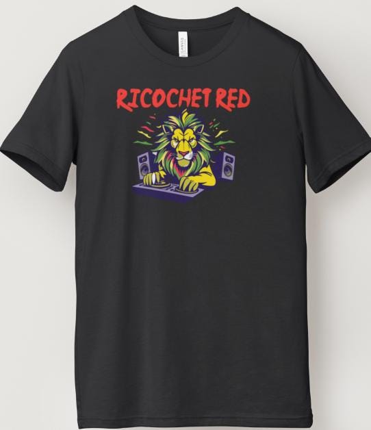 (Musician Donation) DJ RICOCHET RED "Lion" Black Short Sleeve