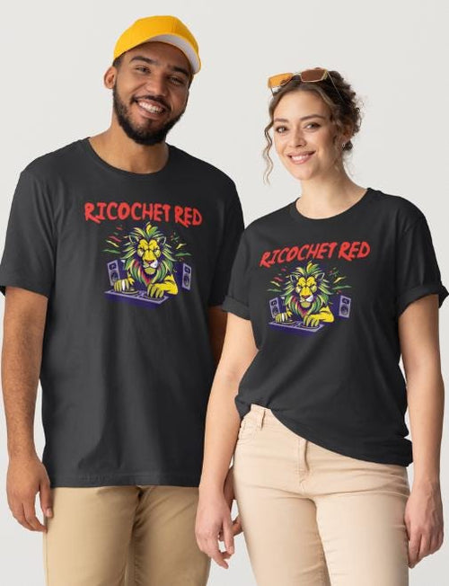 (Musician Donation) DJ RICOCHET RED "Lion" Black Short Sleeve