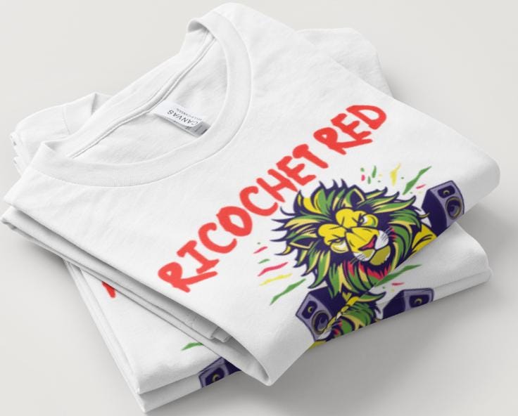 (Musician Donation) DJ RICOCHET RED "Lion" White Short Sleeve