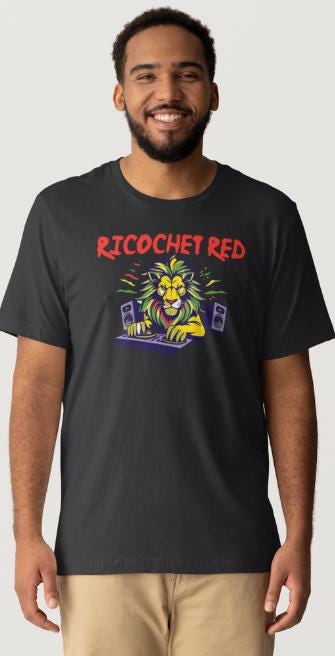 (Musician Donation) DJ RICOCHET RED "Lion" Black Short Sleeve