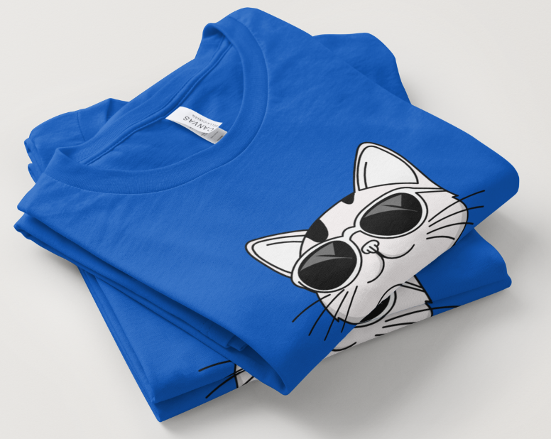 Dont Stress MeowT (CAT) Design - Blue Short Sleeve