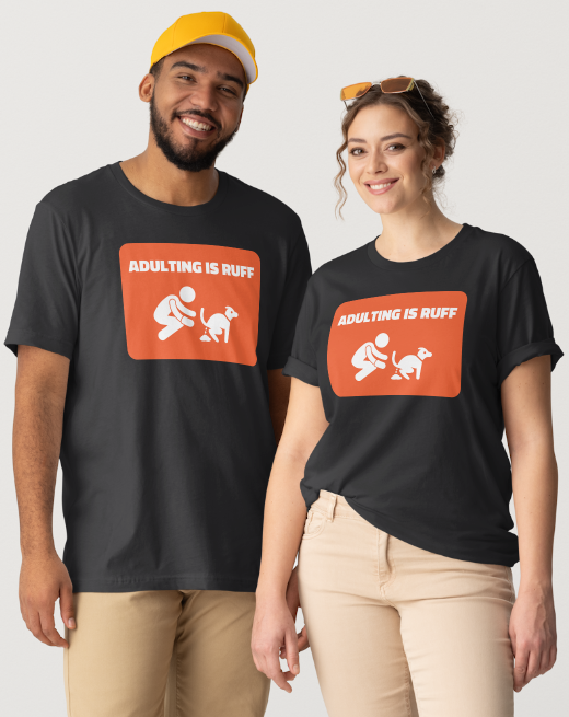 Adulting is Ruff (DOG) Design - Black or Sky Blue Short Sleeve