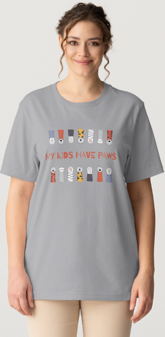 My Kids have Paws (CAT) Design - Gray Short Sleeve