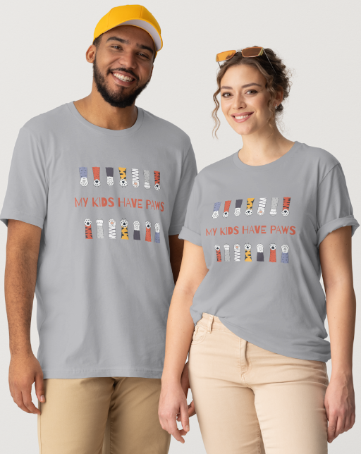 My Kids have Paws (CAT) Design - Gray Short Sleeve