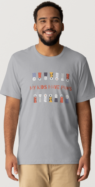 My Kids have Paws (CAT) Design - Gray Short Sleeve