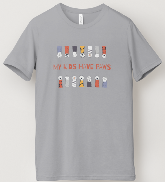 My Kids have Paws (CAT) Design - Gray Short Sleeve