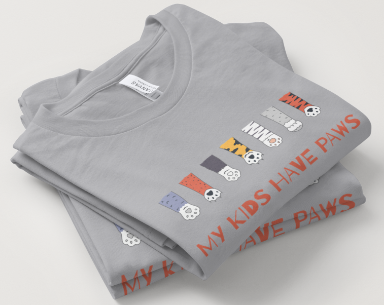 My Kids have Paws (CAT) Design - Gray Short Sleeve