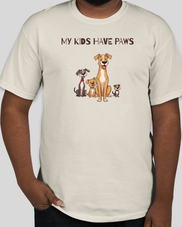 My Kids Have Paws (DOG) Design - Green or Tan Short Sleeve