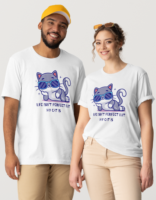 Life is Perfect (CAT) - White or Tan Short Sleeve