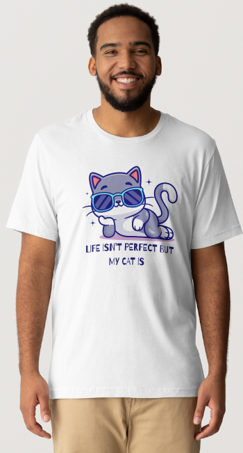 Life is Perfect (CAT) - White or Tan Short Sleeve