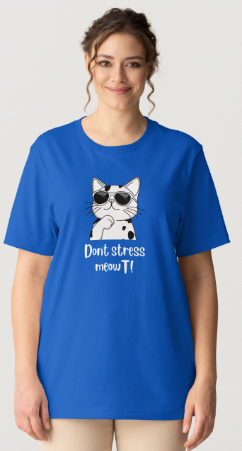 Dont Stress MeowT (CAT) Design - Blue Short Sleeve