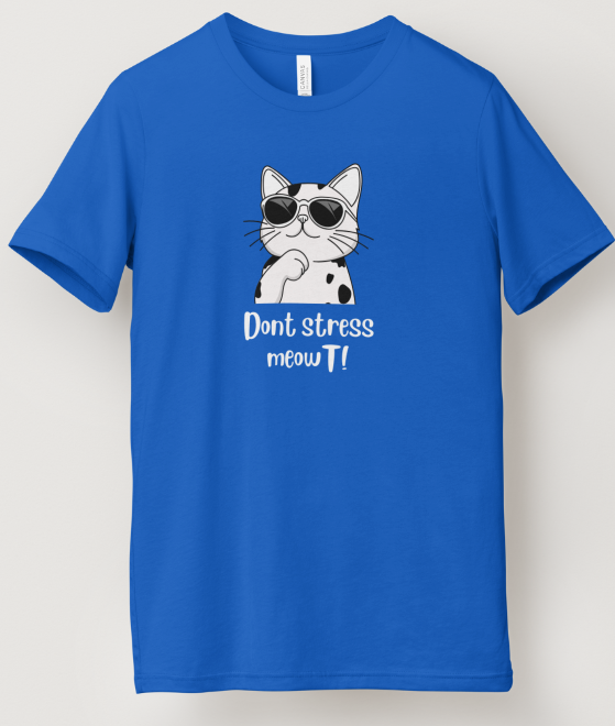 Dont Stress MeowT (CAT) Design - Blue Short Sleeve