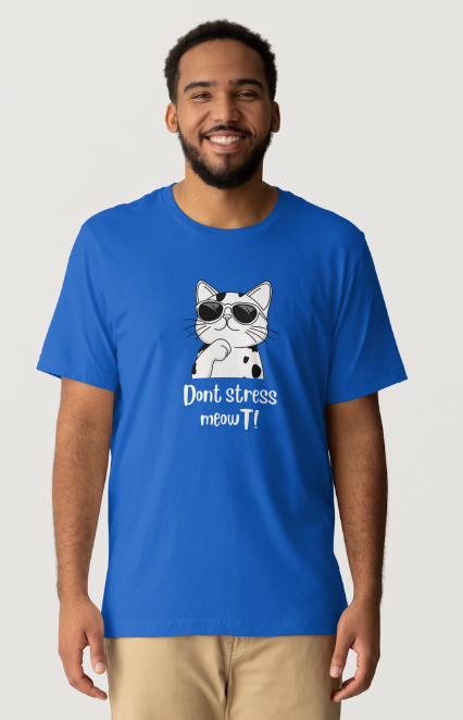Dont Stress MeowT (CAT) Design - Blue Short Sleeve