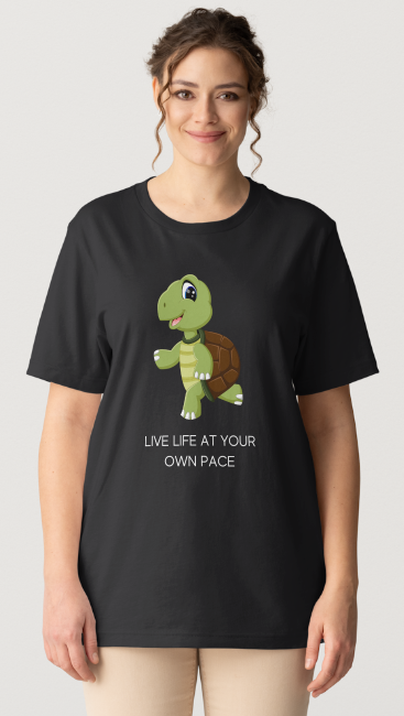 Live Life at your own Pace (TURTLE) Design - Black Short Sleeve