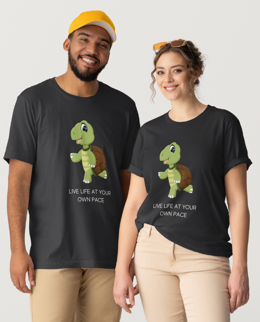 Live Life at your own Pace (TURTLE) Design - Black Short Sleeve