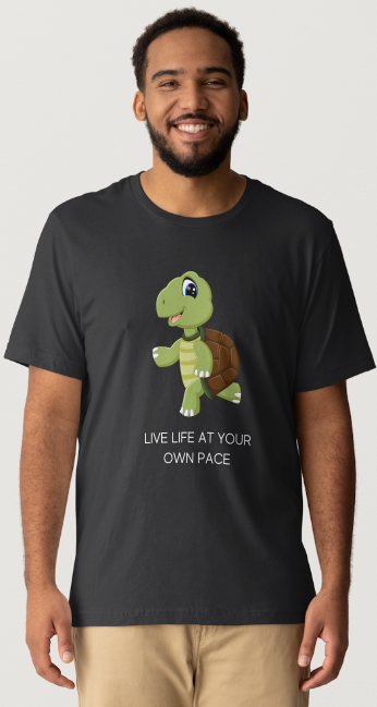 Live Life at your own Pace (TURTLE) Design - Black Short Sleeve