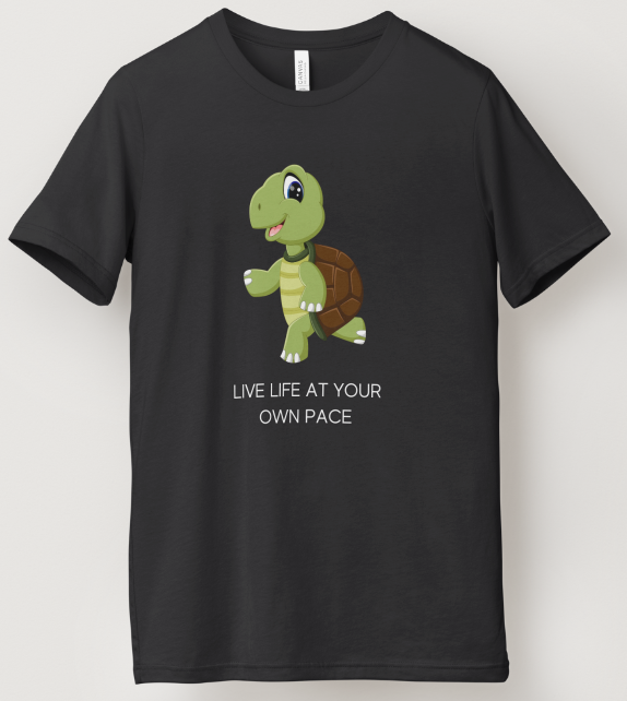 Live Life at your own Pace (TURTLE) Design - Black Short Sleeve