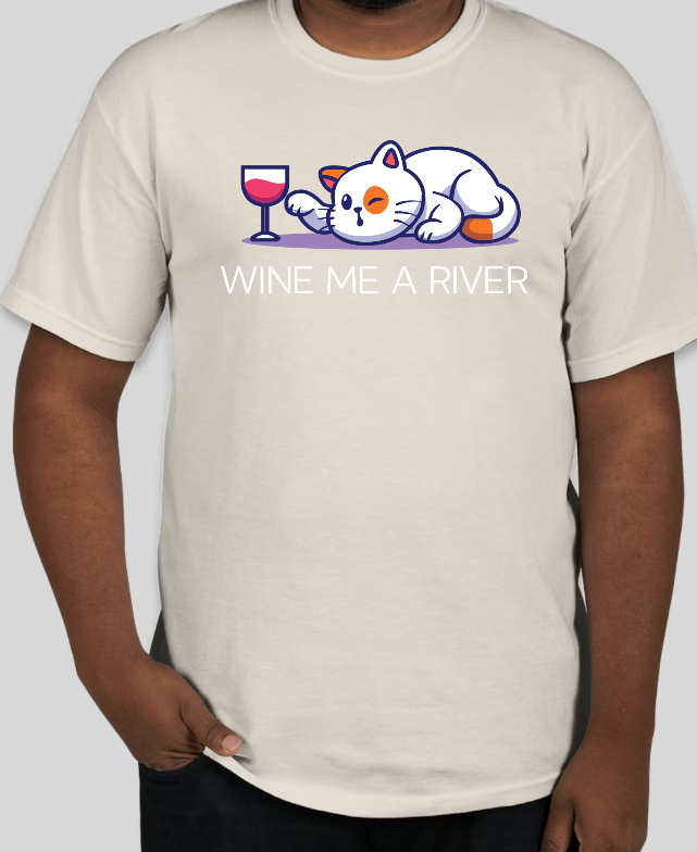 Wine Me a River (CAT) Design - Purple or Tan Short Sleeve